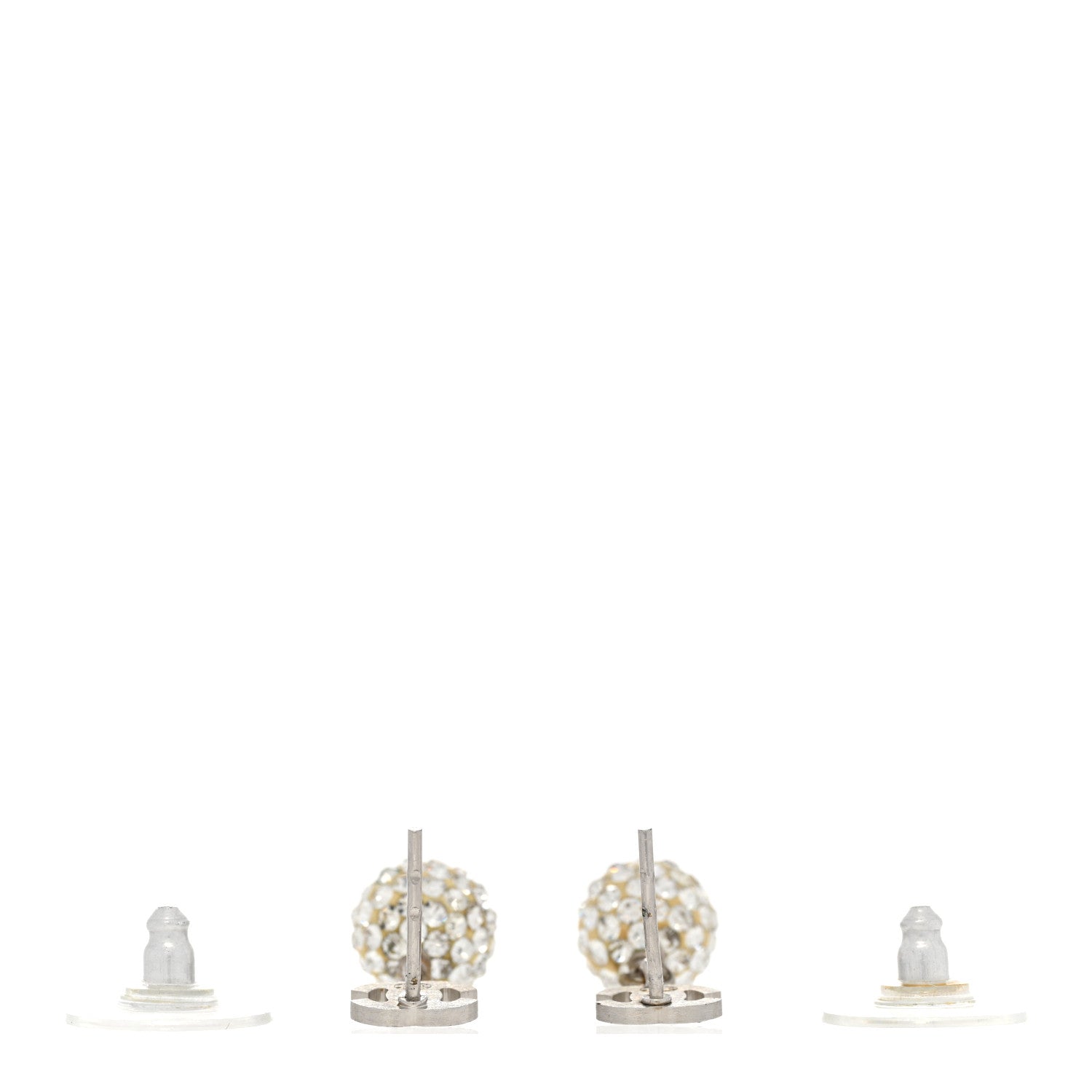 Chanel Crystal CC Drop Earrings White Silver 3 of 4