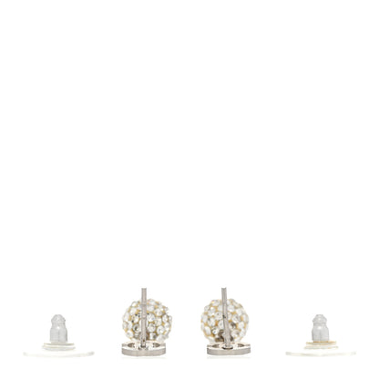 Chanel Crystal CC Drop Earrings White Silver 3 of 4