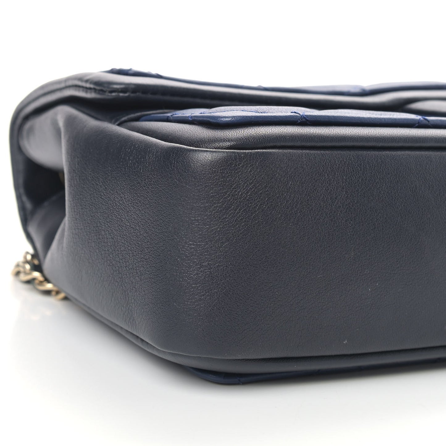 Lambskin Quilted Medium Graphic Flap Navy Black