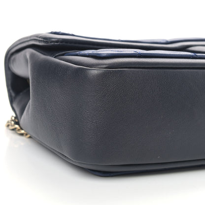 Chanel Lambskin Quilted Medium Graphic Flap Navy Black 8 of 12