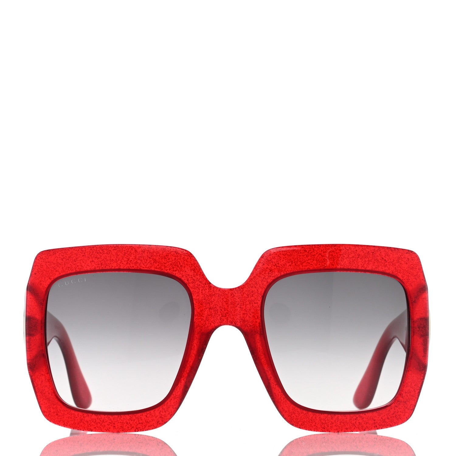 Gucci Acetate Square Frame Sunglasses GG0053S Glitter Red 2 of 7