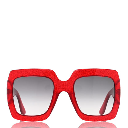 Gucci Acetate Square Frame Sunglasses GG0053S Glitter Red 2 of 7