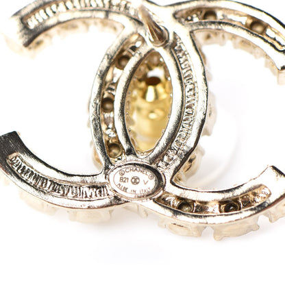 Chanel Crystal Pearl CC Dazzling Domino Earrings Gold 4 of 5