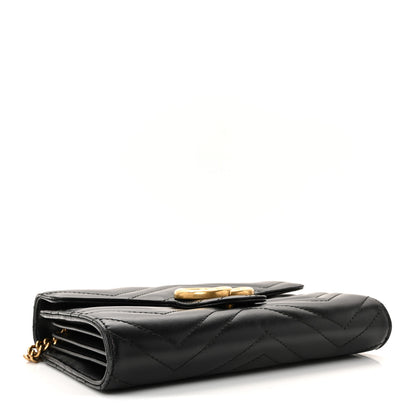 Gucci Calfskin Matelasse GG Marmont Chain Wallet Black 4 of 11
