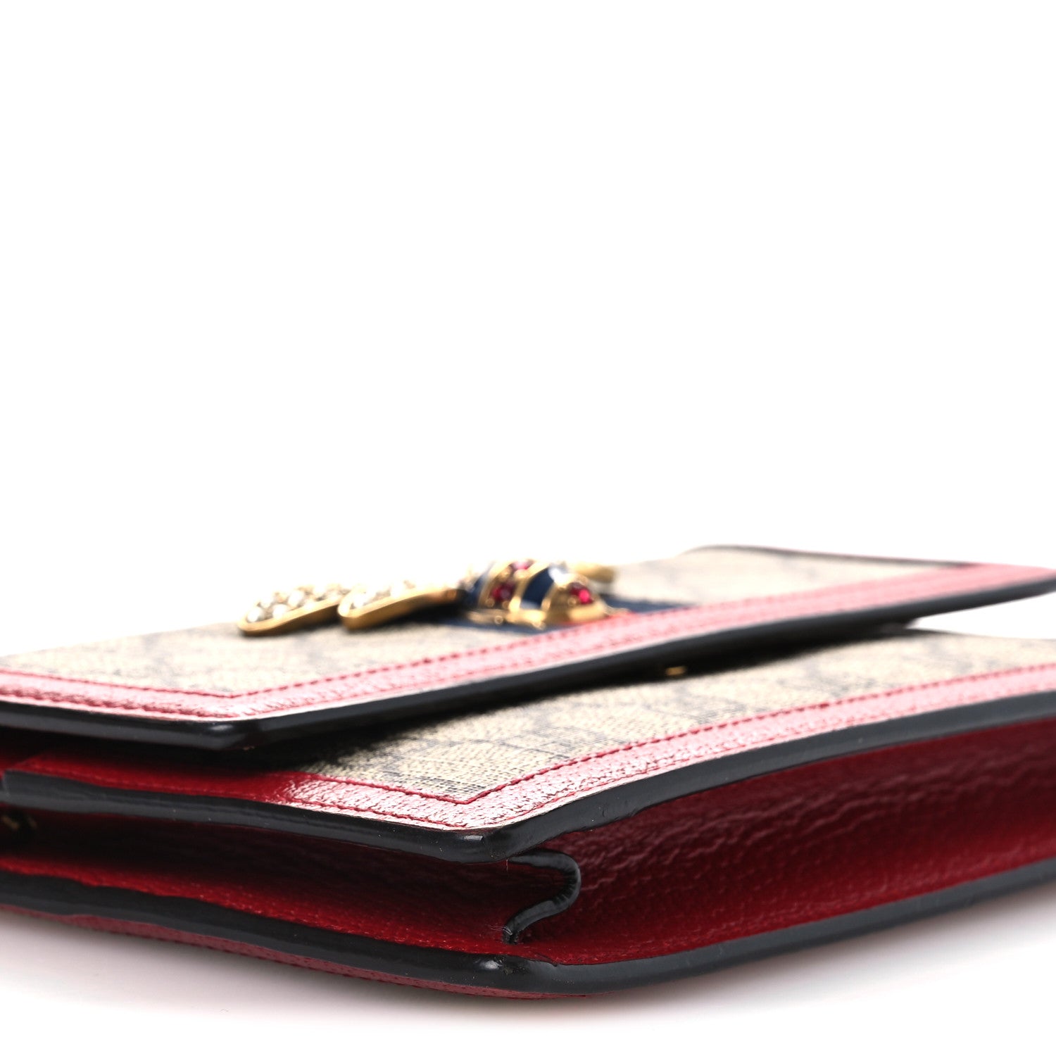 Gucci GG Supreme Monogram Web Queen Margaret Chain Wallet Red 8 of 9