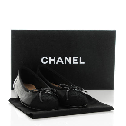Chanel Lambskin Felt CC Cap Toe Ballerina Flats 35 Black 8 of 8