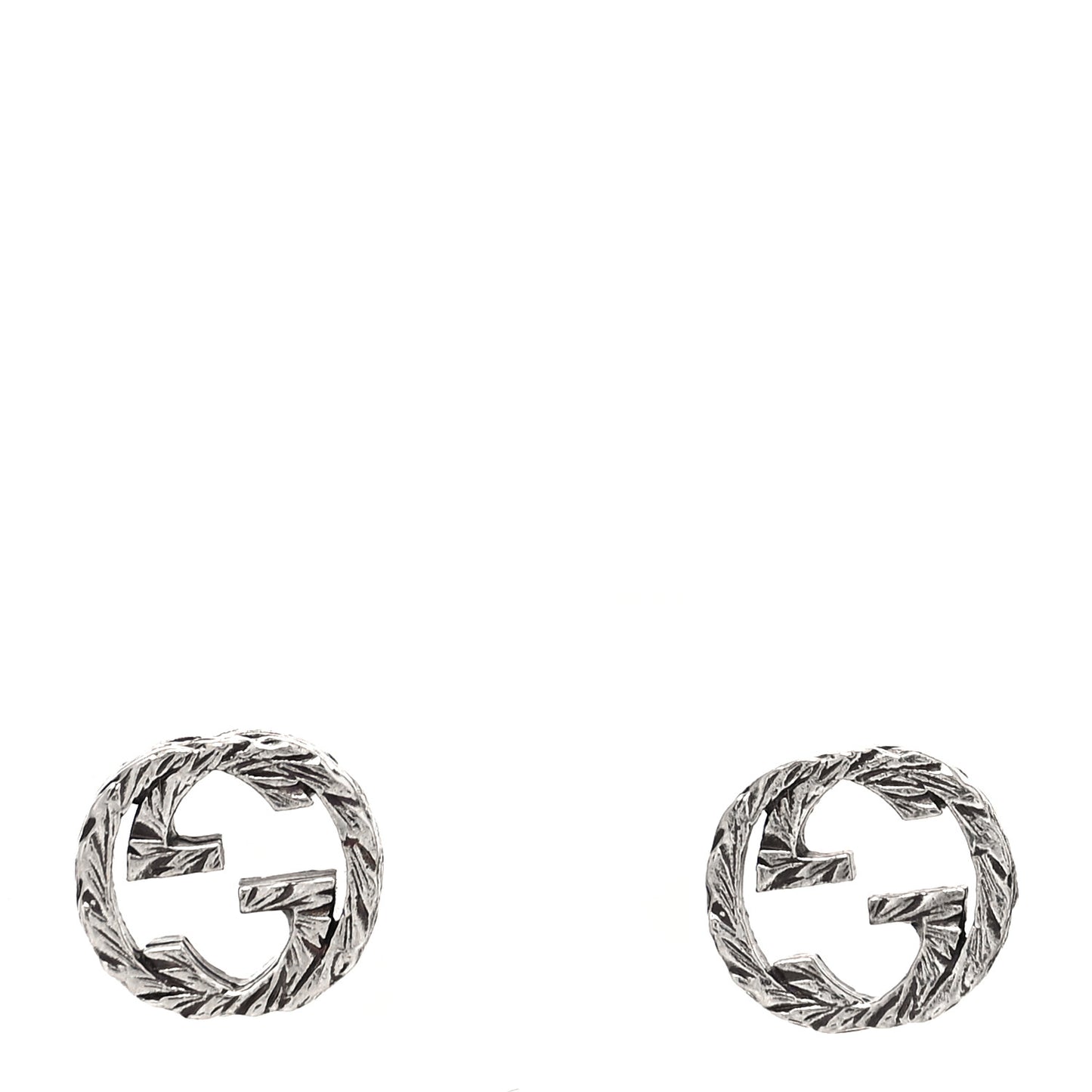 Sterling Silver Textured Interlocking G Stud Earrings