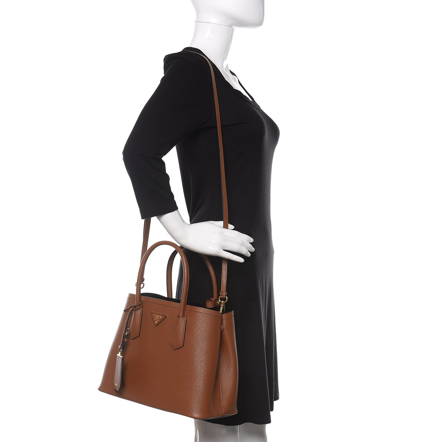 Saffiano Cuir Small Double Bag Palissandro Black