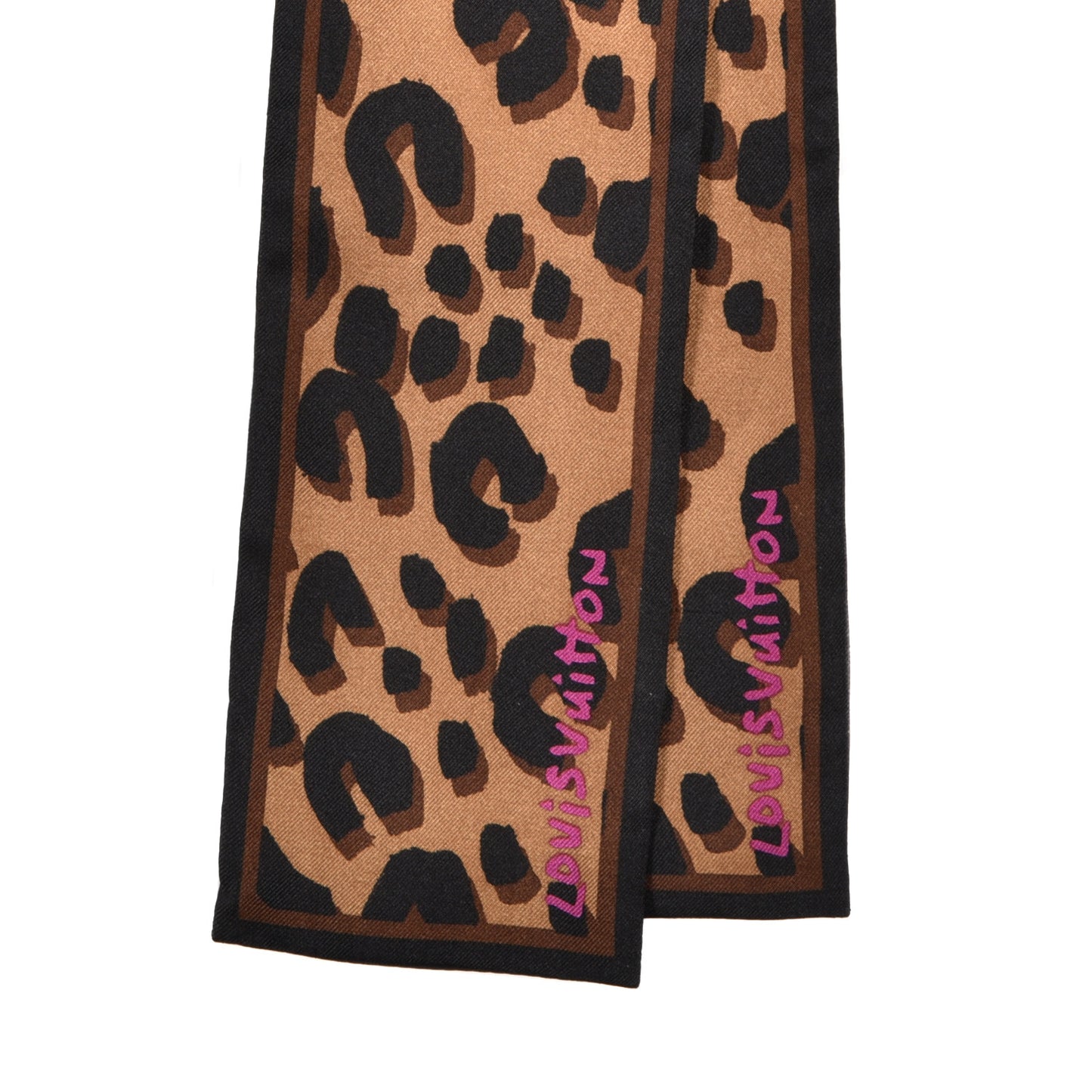 Silk Leopard Bandeau Scarf Marron