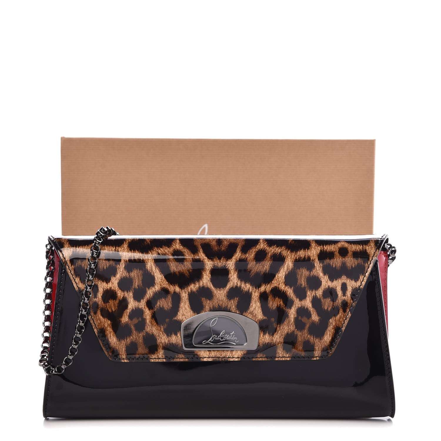Christian Louboutin Patent Vero Dodat Leopard Clutch Black 7 of 7