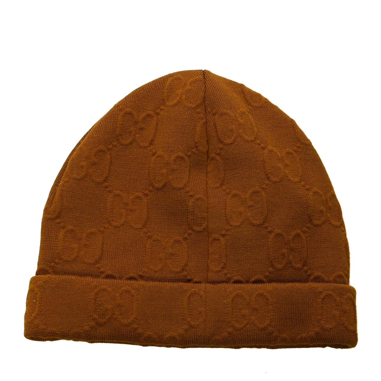 Wool Polyamid Elastin GG Monogram Embhat Beanie Hat M Brown