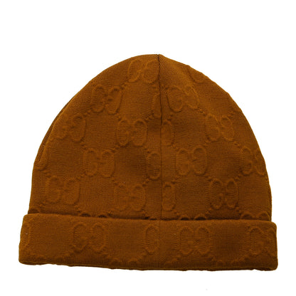 Gucci Wool Polyamid Elastin GG Monogram Embhat Beanie Hat M Brown 2 of 5
