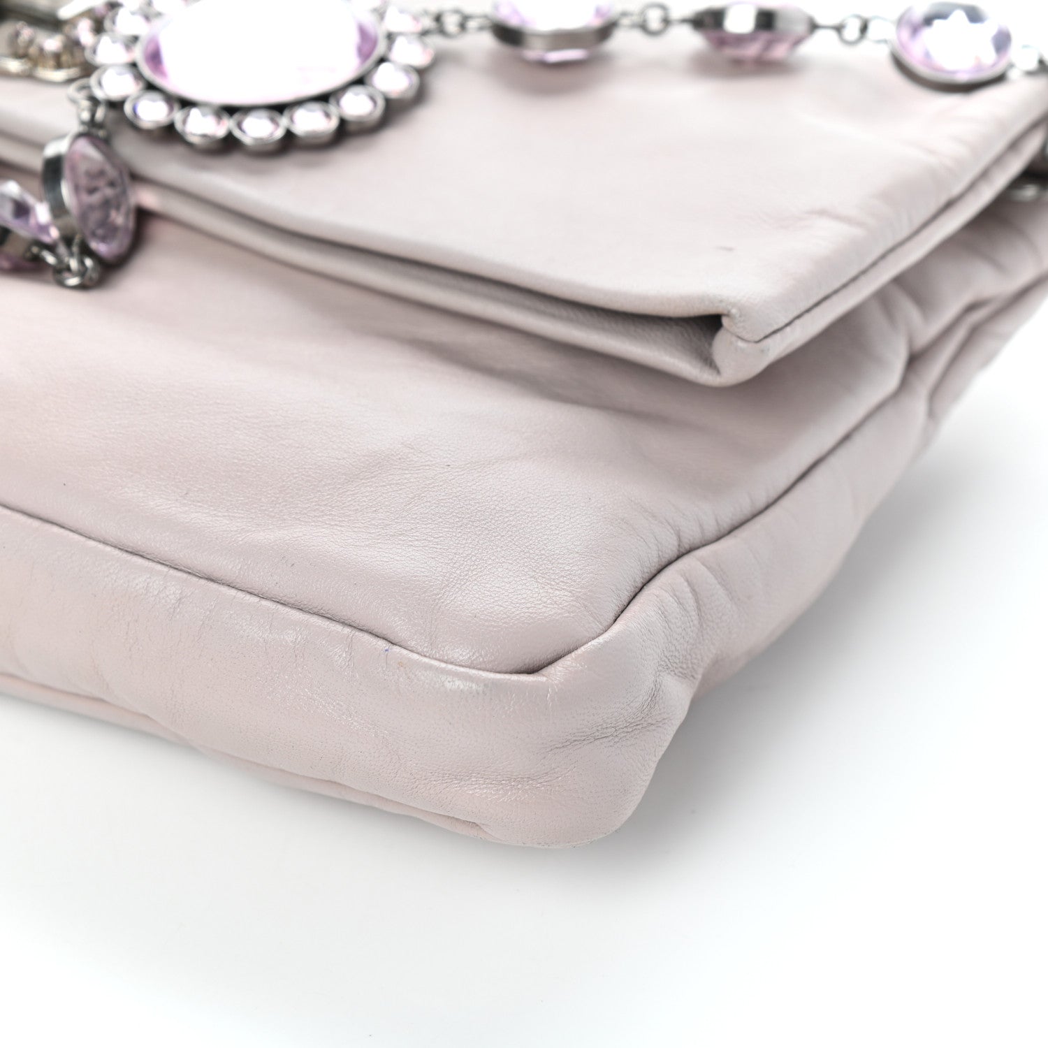 Miu Miu Nappa Crystal Flap Clutch Pomice 9 of 9