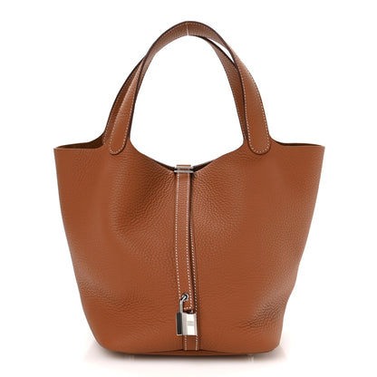 Hermes Taurillon Clemence Picotin Lock 22 MM Gold 1 of 13