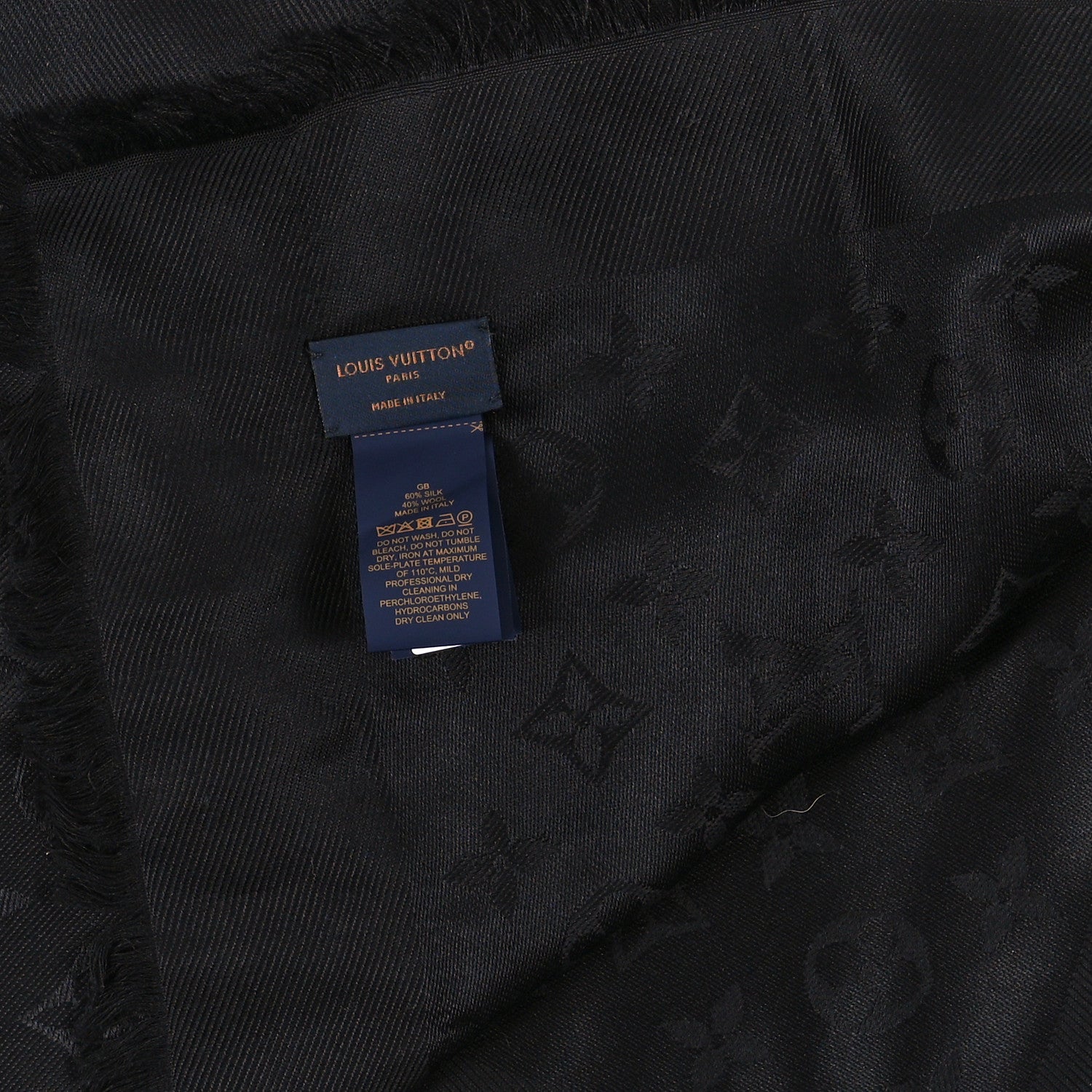 Louis Vuitton Silk Wool Monogram Shawl Black 3 of 4