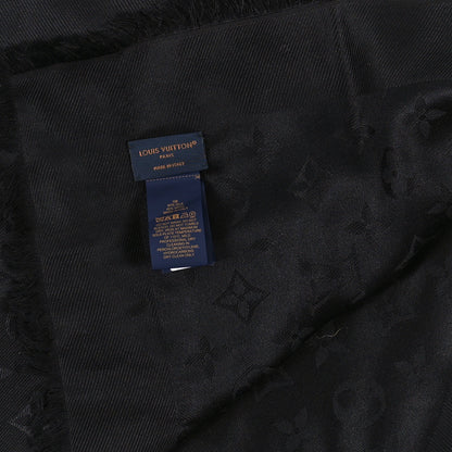 Louis Vuitton Silk Wool Monogram Shawl Black 3 of 4