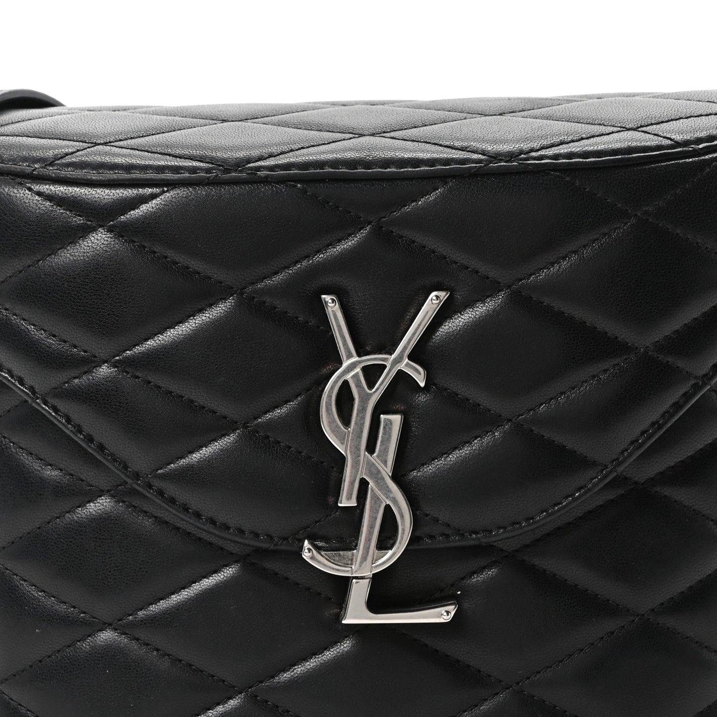 Lambskin Quilted Monogram June Box Bag  Black