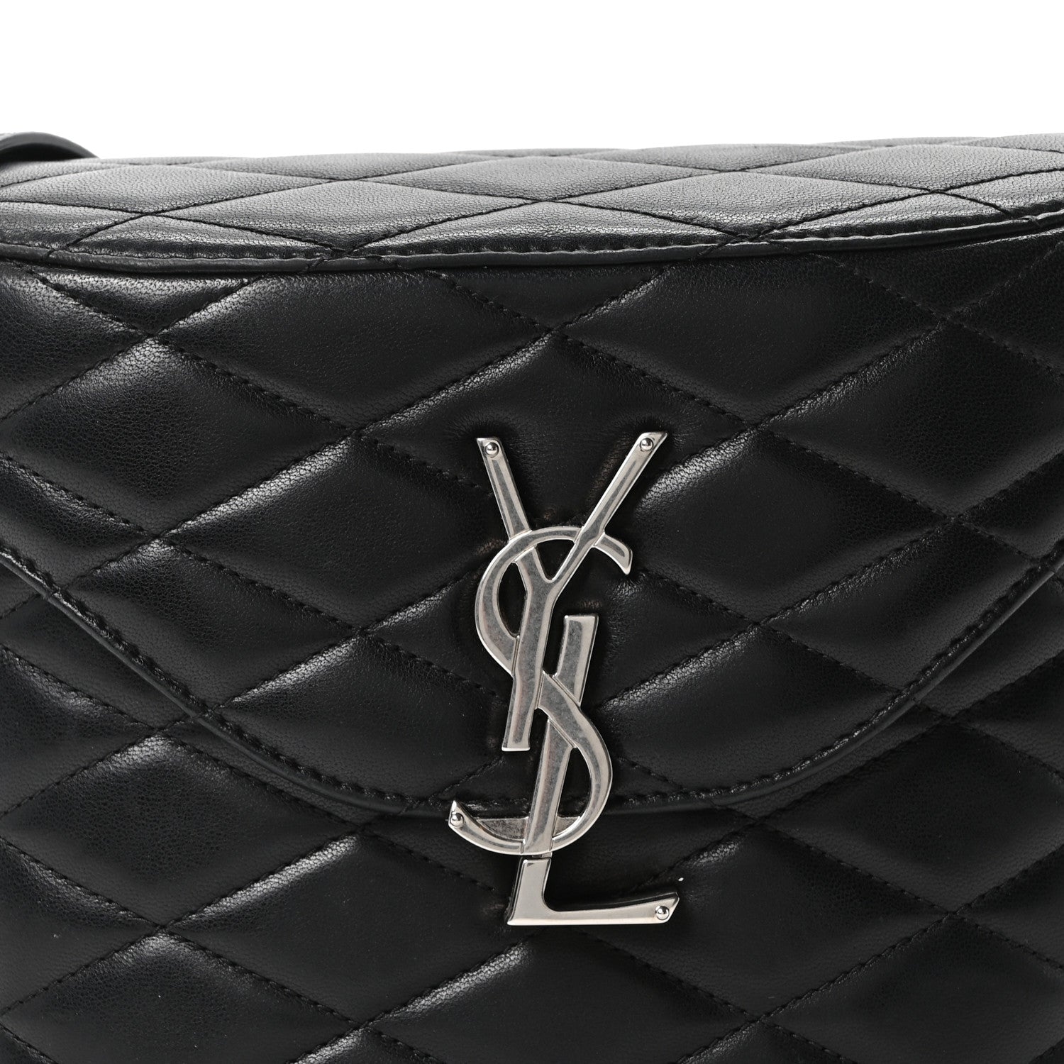 Saint Laurent Lambskin Quilted Monogram June Box Bag  Black 9 of 11