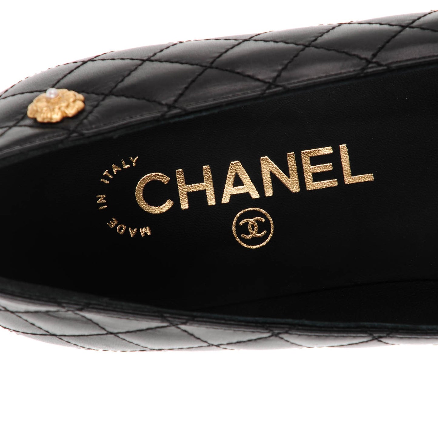 Calfskin Quilted Cap Toe Ballerina Flats 39 Black