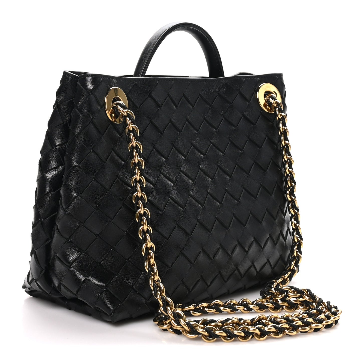 Nappa Intrecciato Small Andiamo With Chain Shoulder Bag Black