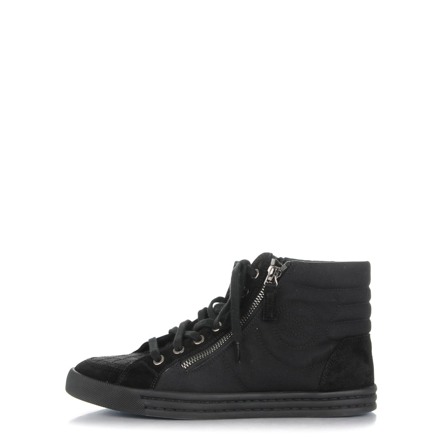 Canvas Suede Zipped Sneakers 37 Black