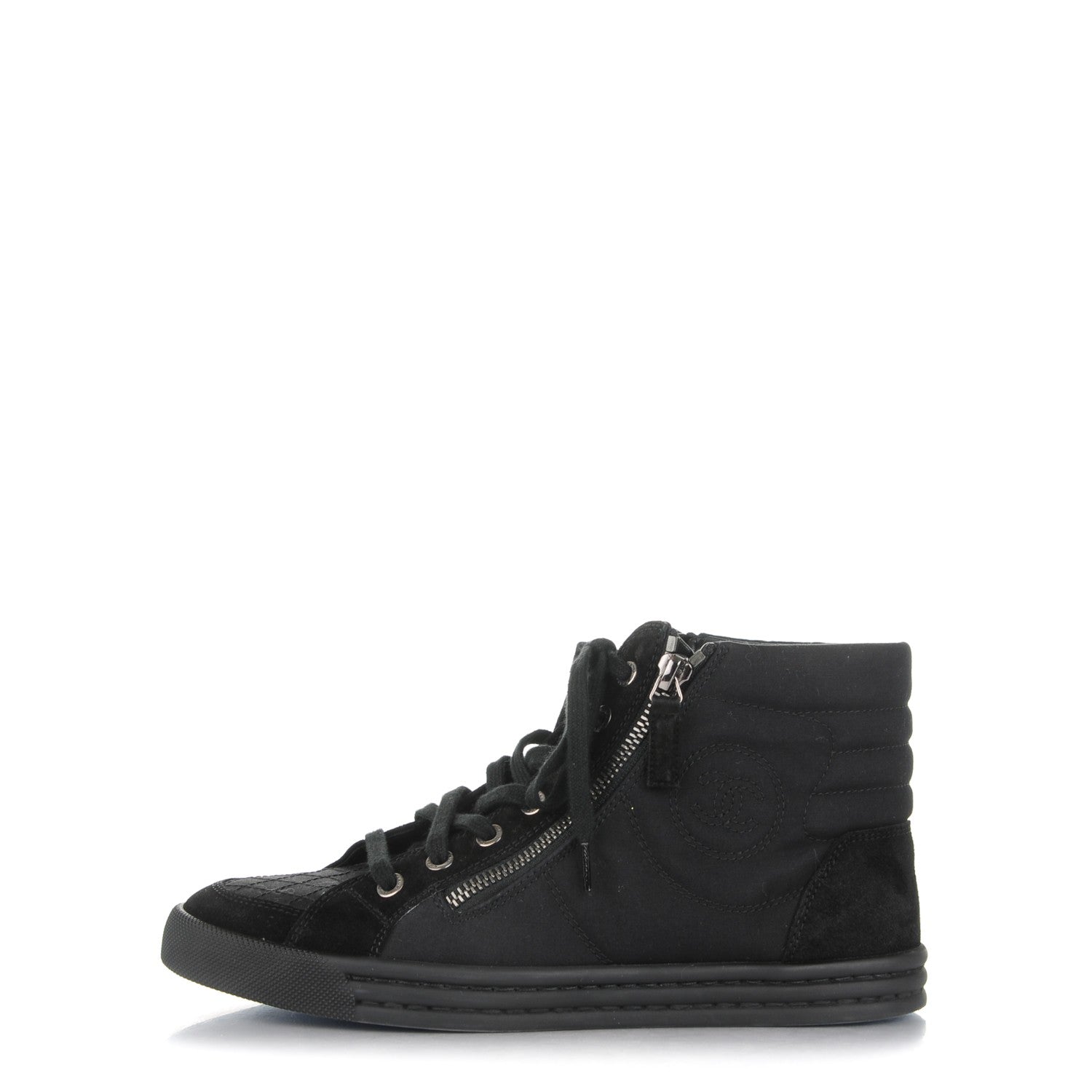 Chanel Canvas Suede Zipped Sneakers 37 Black 1 of 7