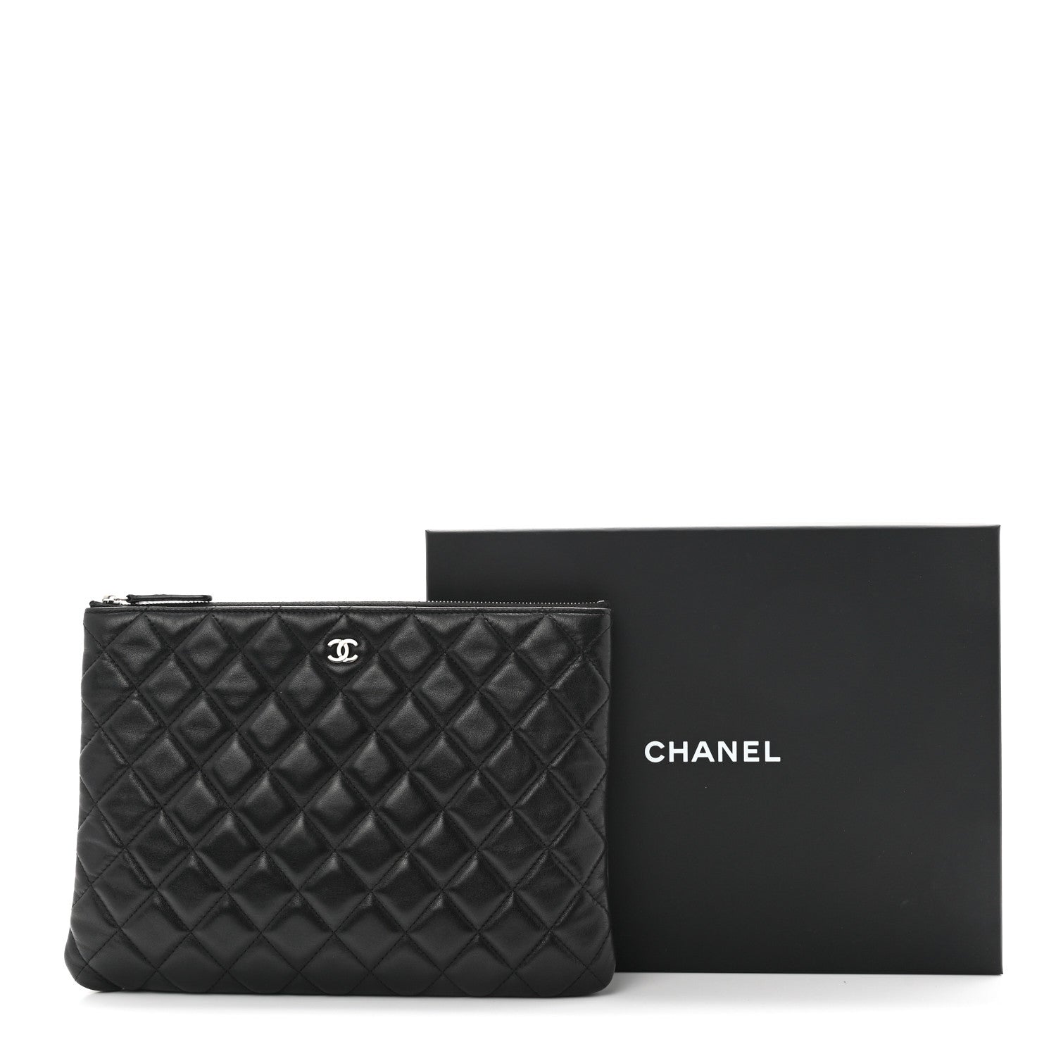 Chanel Lambskin Quilted Medium Cosmetic Case Black 8 of 8