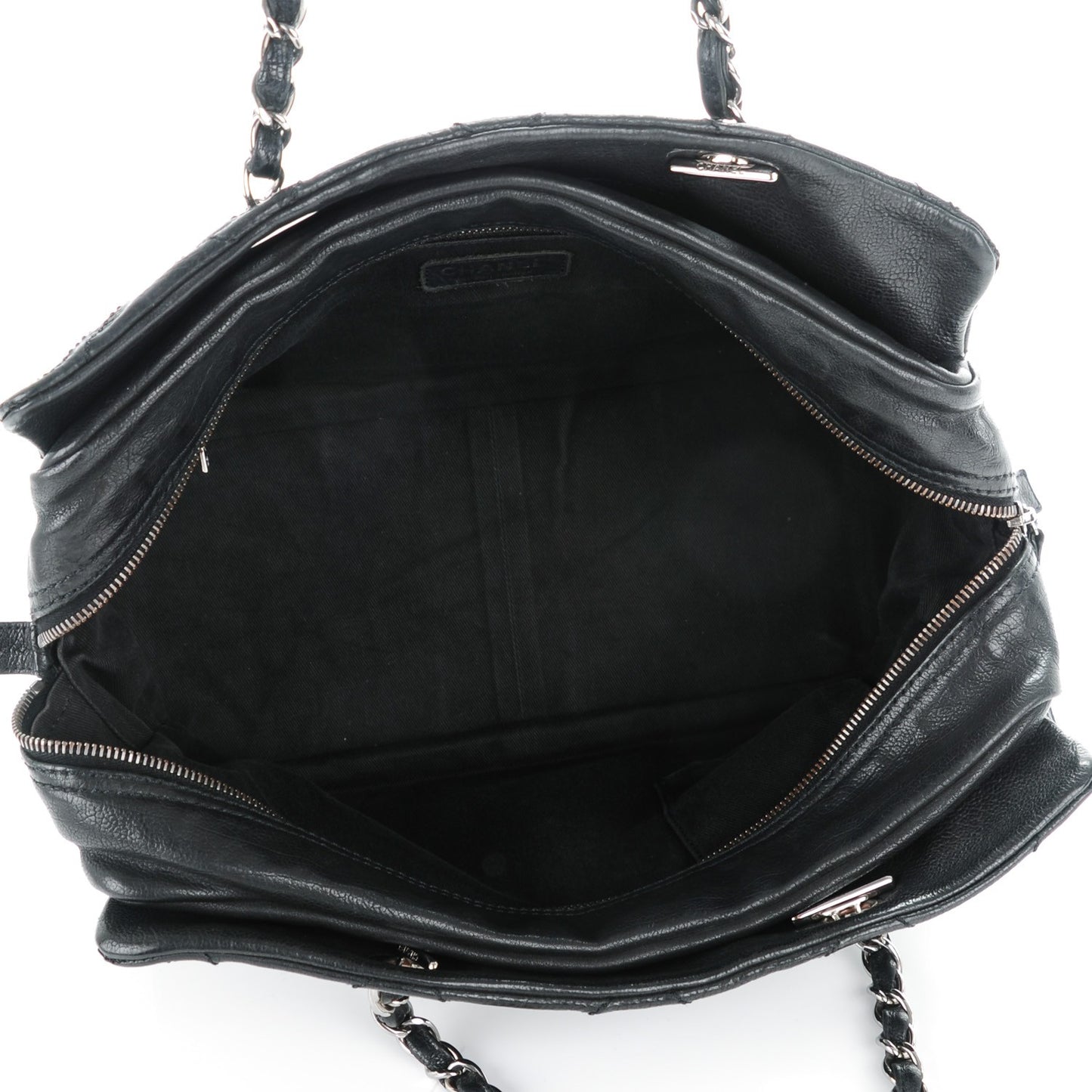 Calfskin Large Diamond Stitch Tote Black
