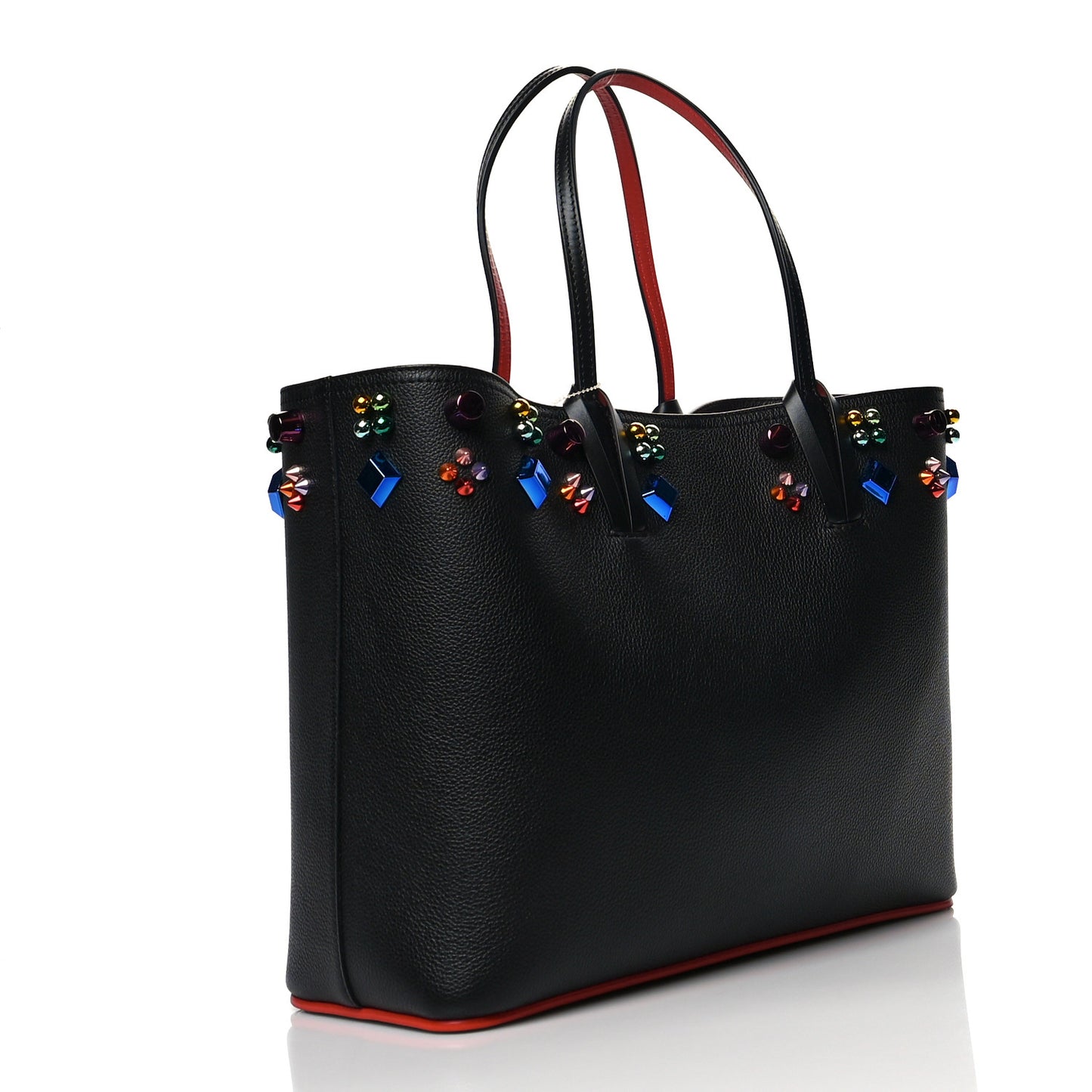 Calfskin Empire Spike Studded East West Cabata Tote Black
