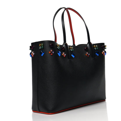 Christian Louboutin Calfskin Empire Spike Studded East West Cabata Tote Black 4 of 11