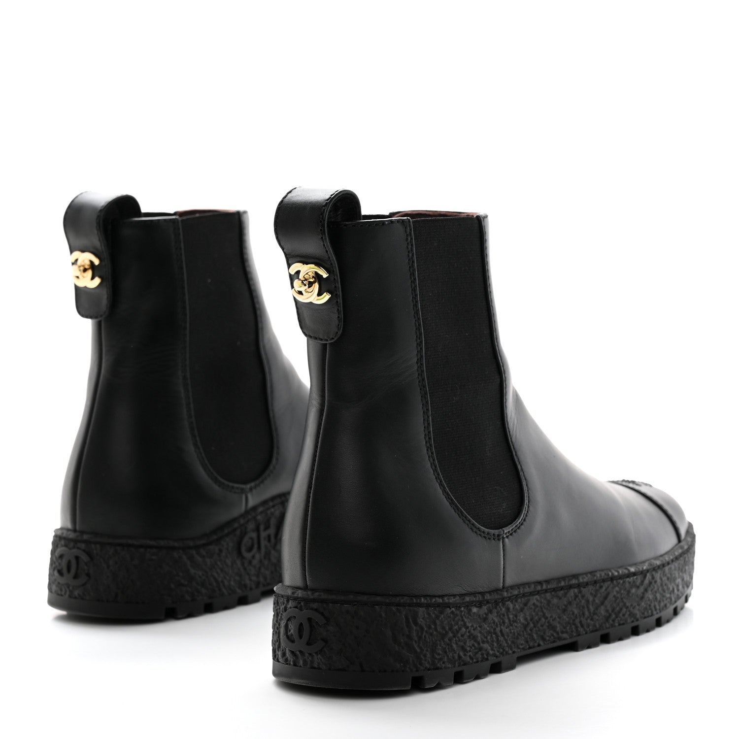 Chanel Calfskin Cap Toe CC Ankle Boots 40 Black 4 of 10