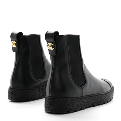 Chanel Calfskin Cap Toe CC Ankle Boots 40 Black 4 of 10