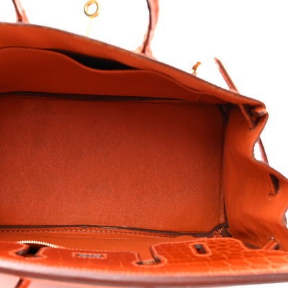 Hermes Shiny Niloticus Crocodile Birkin 25 Orange 5 of 19