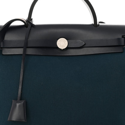 Hermes Military Toile Vache Hunter Herbag Zip 31 PM Bleu Ocean Bleu Indigo 8 of 14