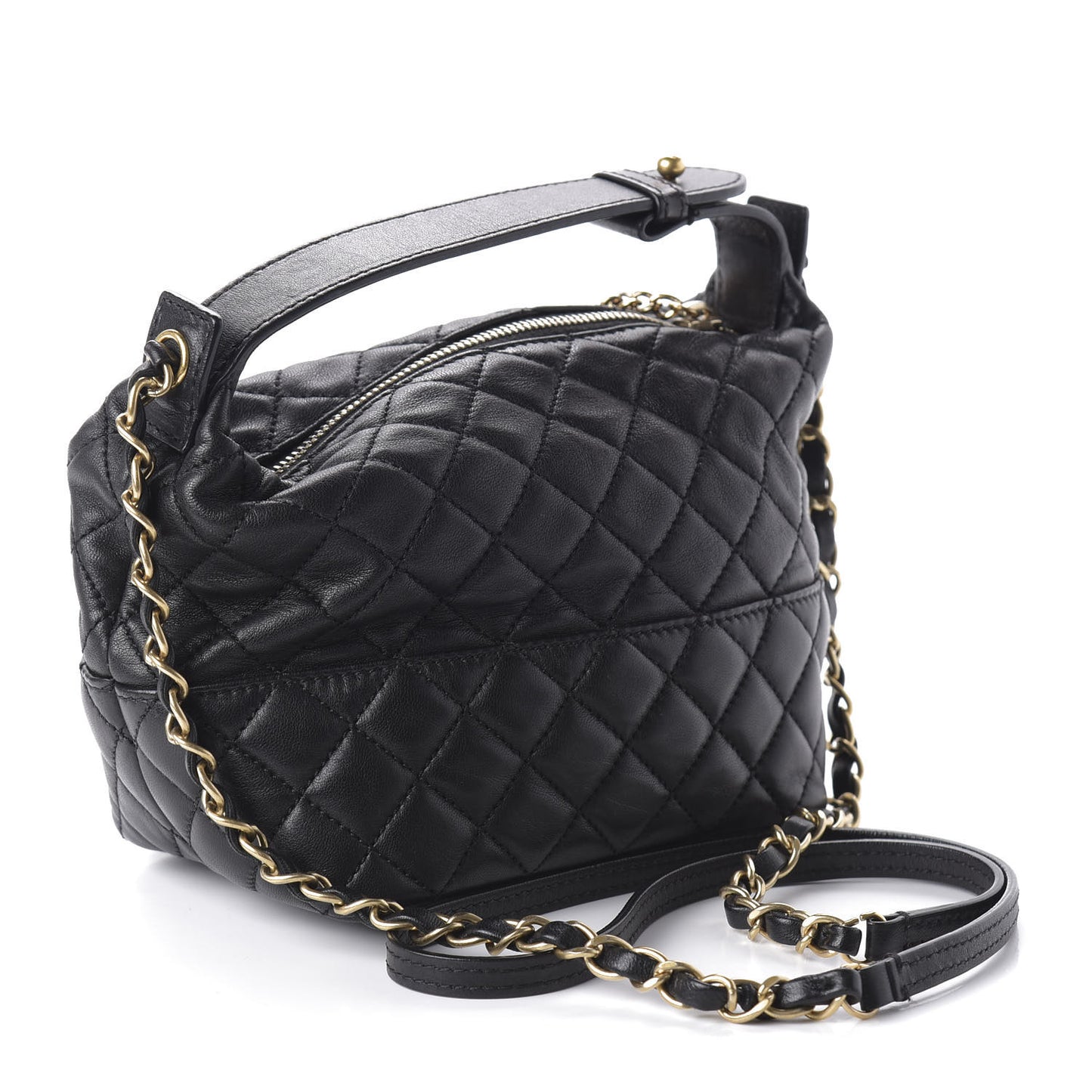 Lambskin Quilted Small Hobo Black