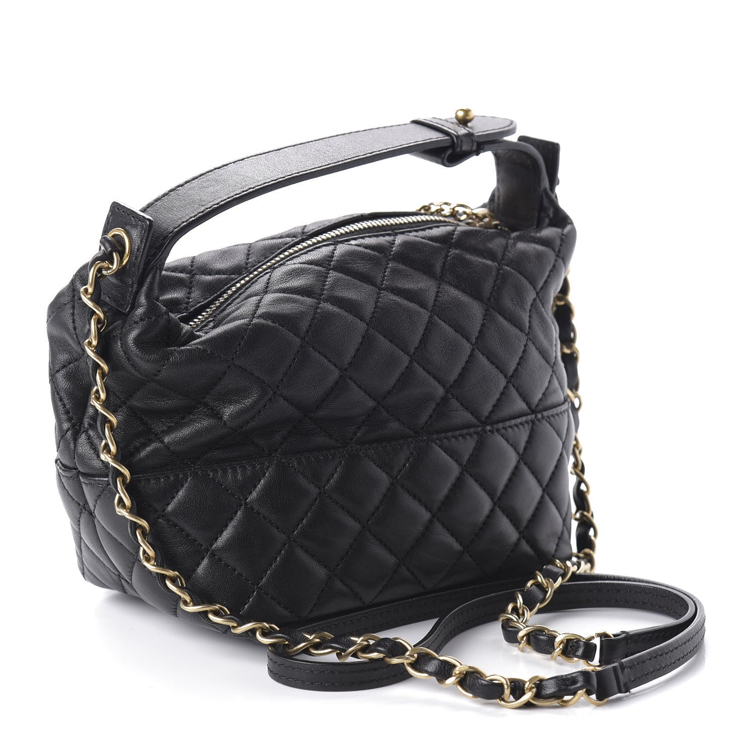 Chanel Lambskin Quilted Small Hobo Black 3 of 10