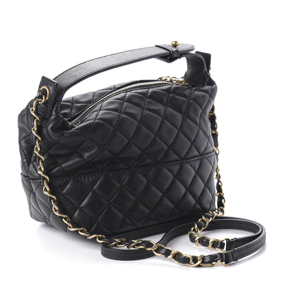 Chanel Lambskin Quilted Small Hobo Black 3 of 10