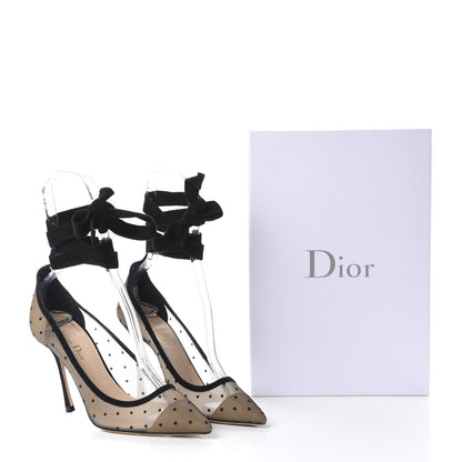 Christian Dior Suede Calfskin Plumetis Lovely-D Ankle Wrap Pumps 37 Black 13 of 13