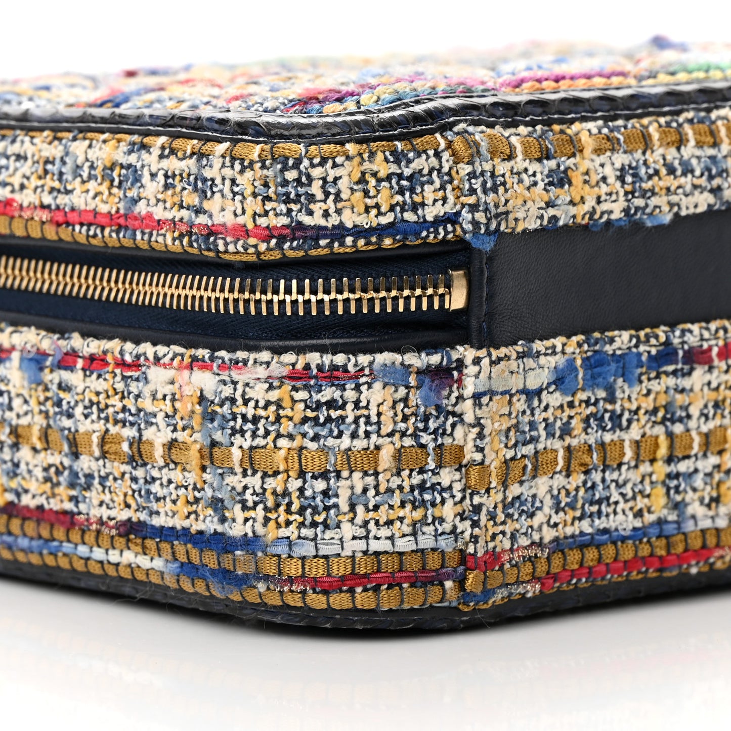Tweed Snakeskin Quilted Medium CC Filigree Vanity Case Multicolor