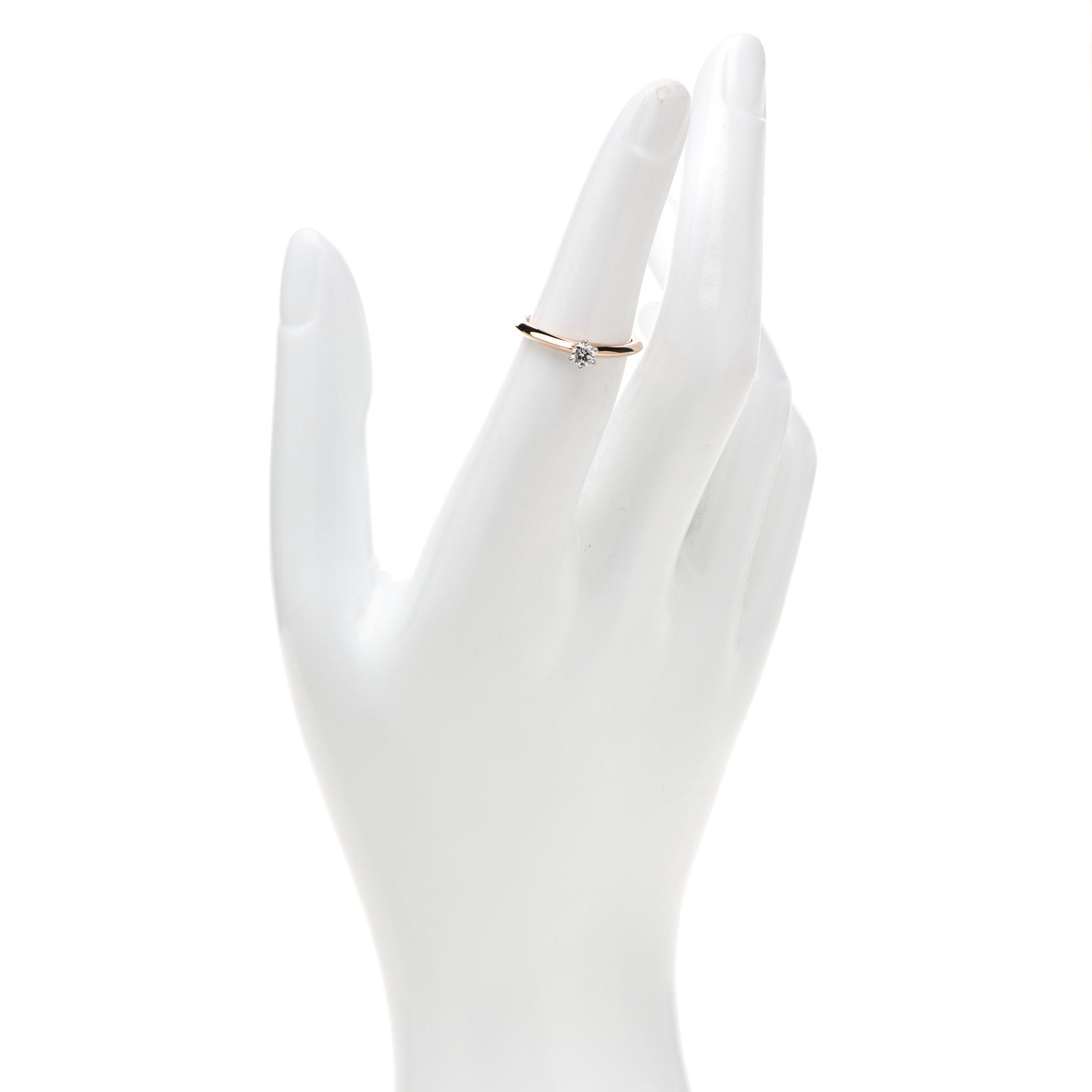 Tiffany Platinum 18K Rose Gold Diamond .16ct Solitaire Engagement Ring 50 5.25 2 of 6