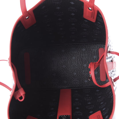 MCM Visetos Medium Liz Reversible Shopper Tote Black Red 12 of 15