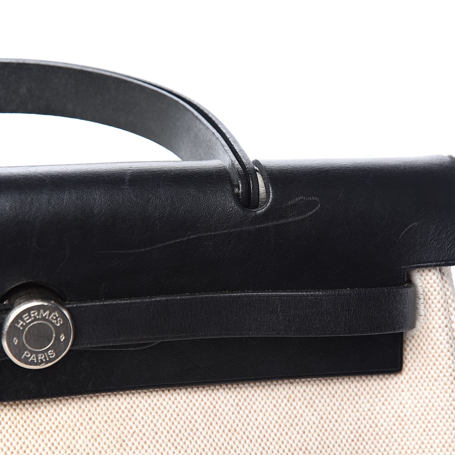 Hermes Toile Vache Calfskin Herbag 30 PM Natural Black 10 of 16