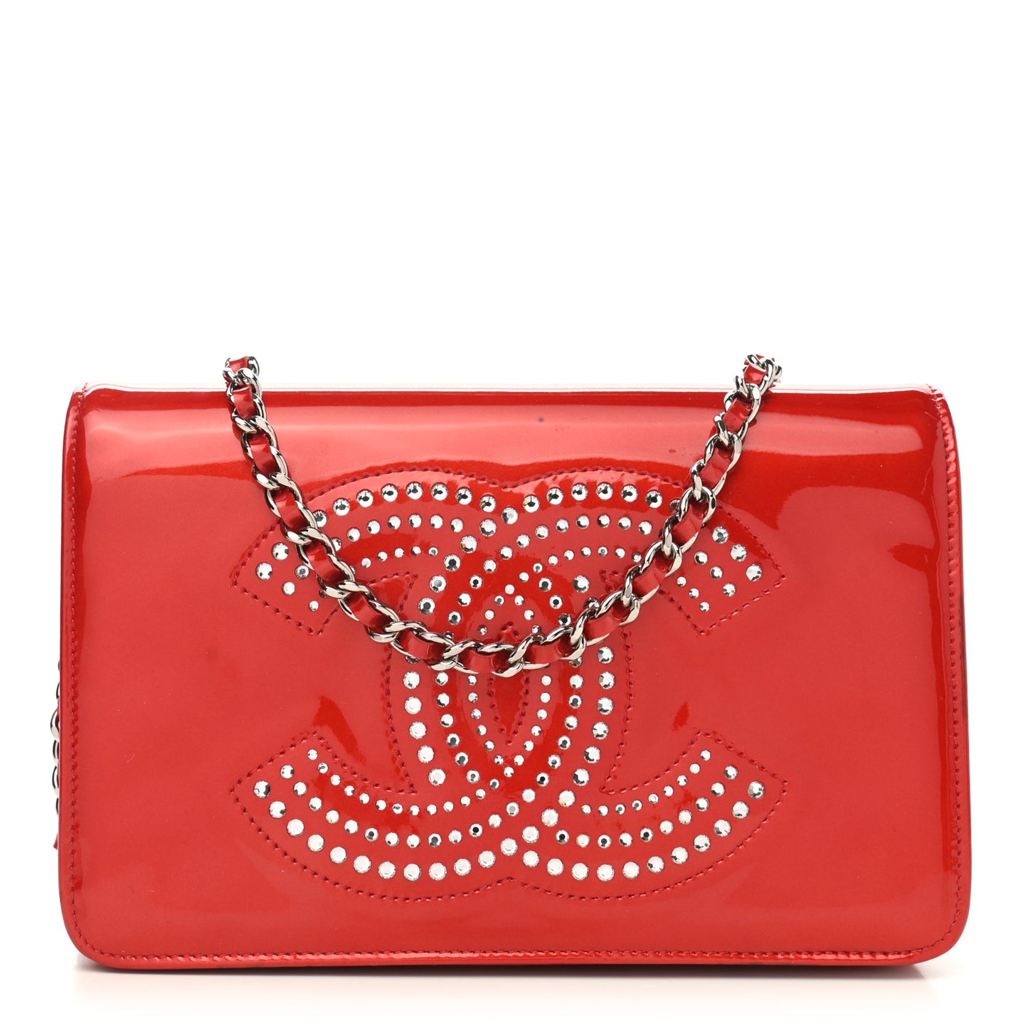 Patent Strass Wallet On Chain WOC Red
