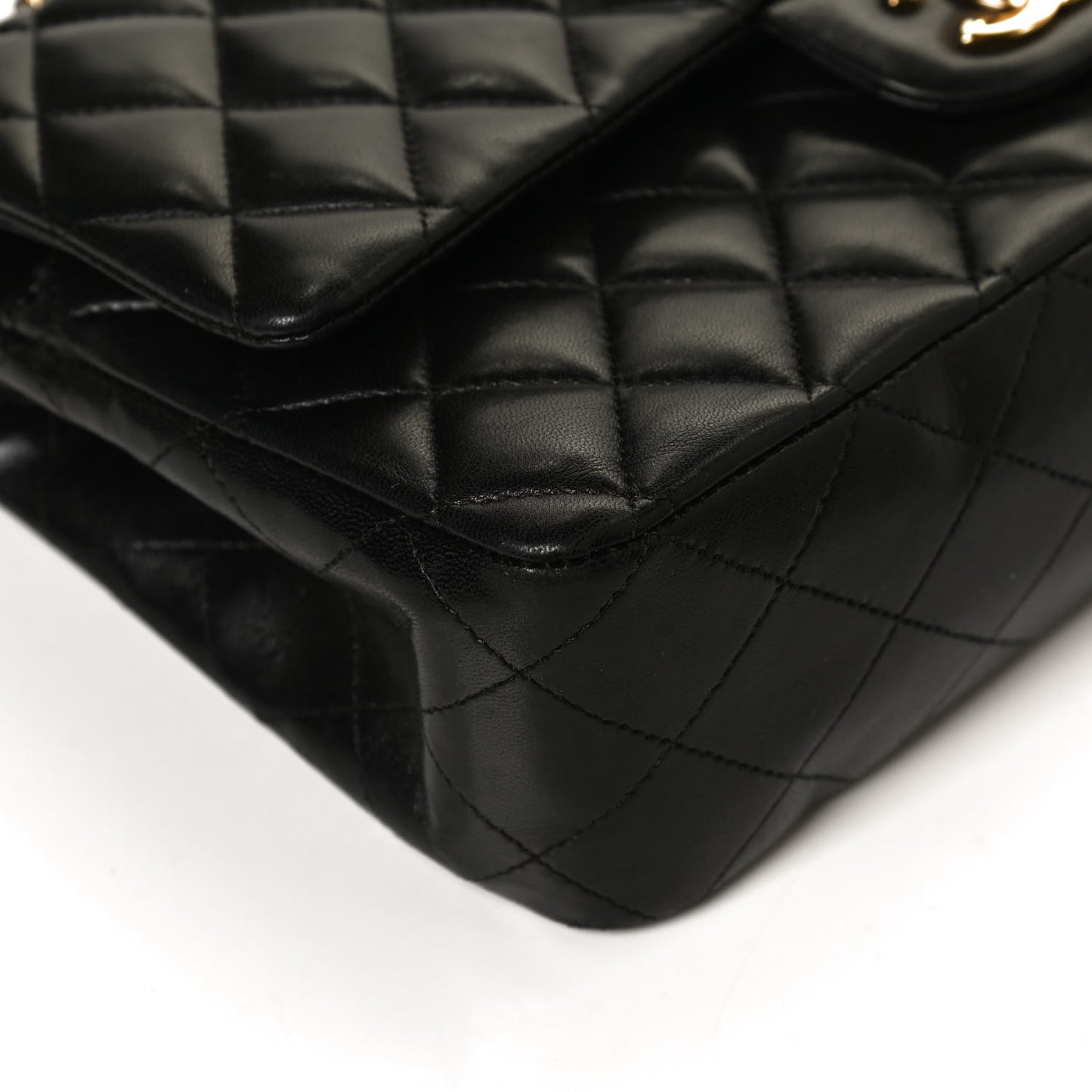 Lambskin Quilted Medium Double Flap Black