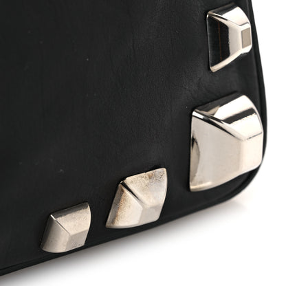 Prada Calfskin Studded Shoulder Bag Black 11 of 12