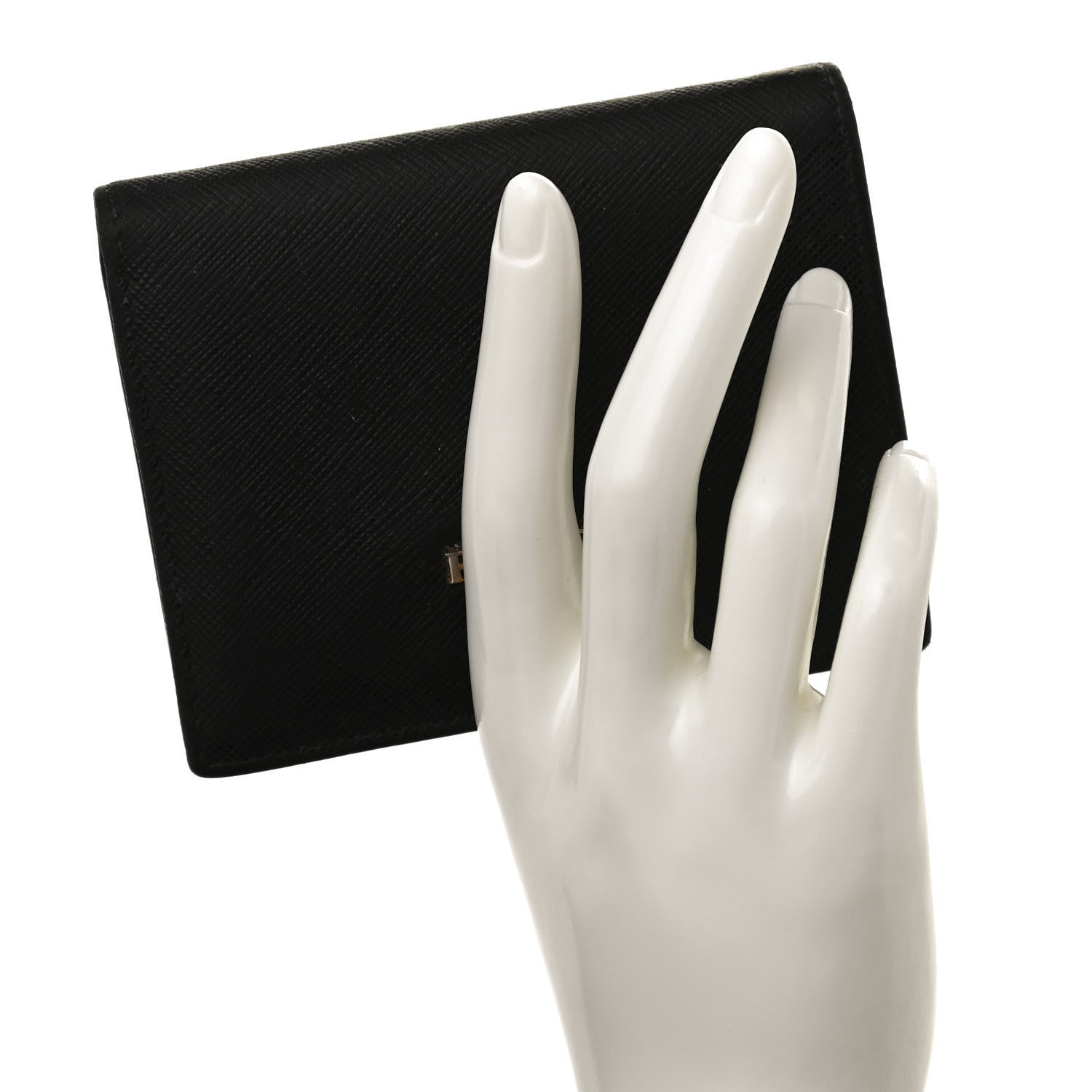 Prada Saffiano Metal Bi-Fold Wallet Black 2 of 9