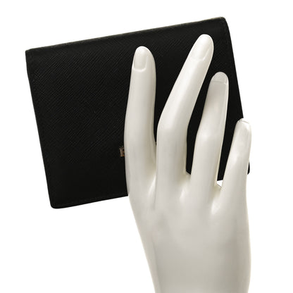 Prada Saffiano Metal Bi-Fold Wallet Black 2 of 9