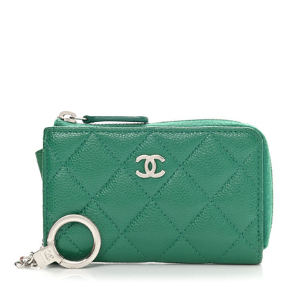 Chanel Caviar Quilted Zipped Key Holder Case Green 1 of 10