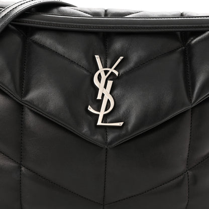 Saint Laurent Lambskin Quilted Medium Loulou Puffer Monogram Chain Satchel Black 9 of 11
