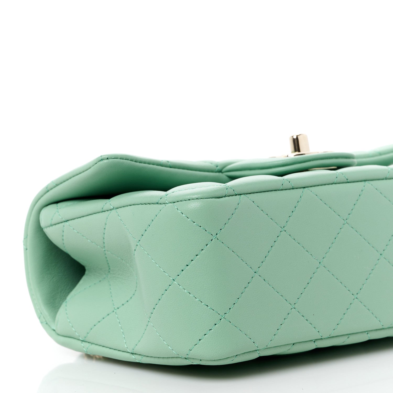 Chanel Lambskin Quilted Mini Top Handle Rectangular Flap Light Green 10 of 13